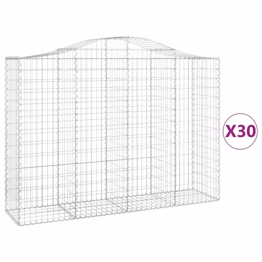 Set di 30 Cesti Gabbioni ad Arco vidaXL in Acciaio Zincato Argento L/P/H: 200 x 50 x 140/160 cm – 2