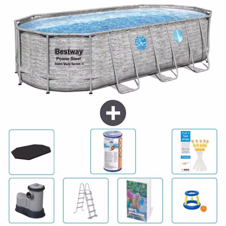 Bestway Power Steel, piscina ovale - 549x274x122 cm - composta da 6 parti, modello S541