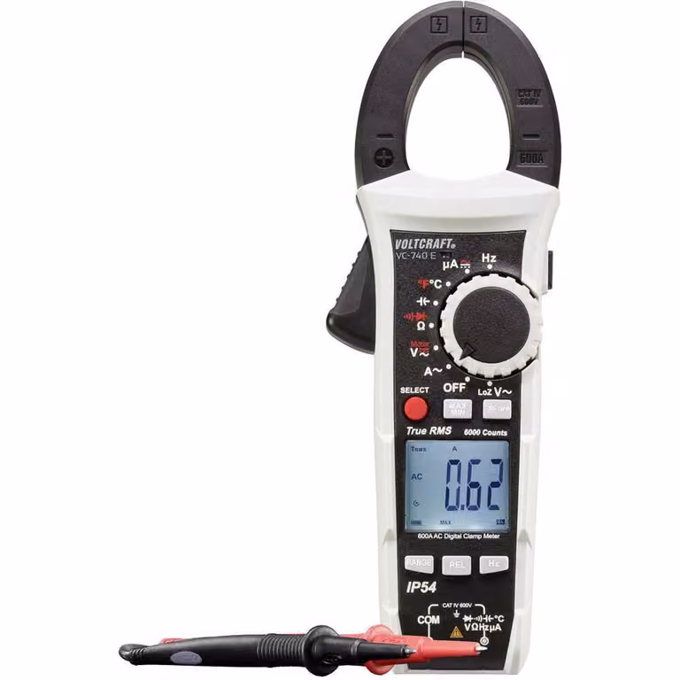 VOLTCRAFT VC740 (K) Pinza amperometrica, multimetro portatile calibrato (ISO) digitale Resistente agli spruzzi (IP54) CAT IV 600 V Display (conteggi): 6000 (VC-8473105)
