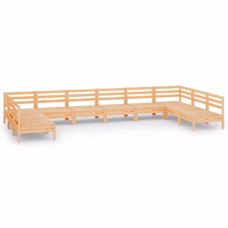 Set Salotto da Giardino 10 pz in Legno Massello di Pino