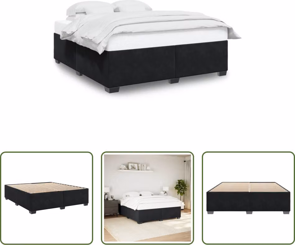 The Living Store struttura letto nera 180×200 cm in velluto