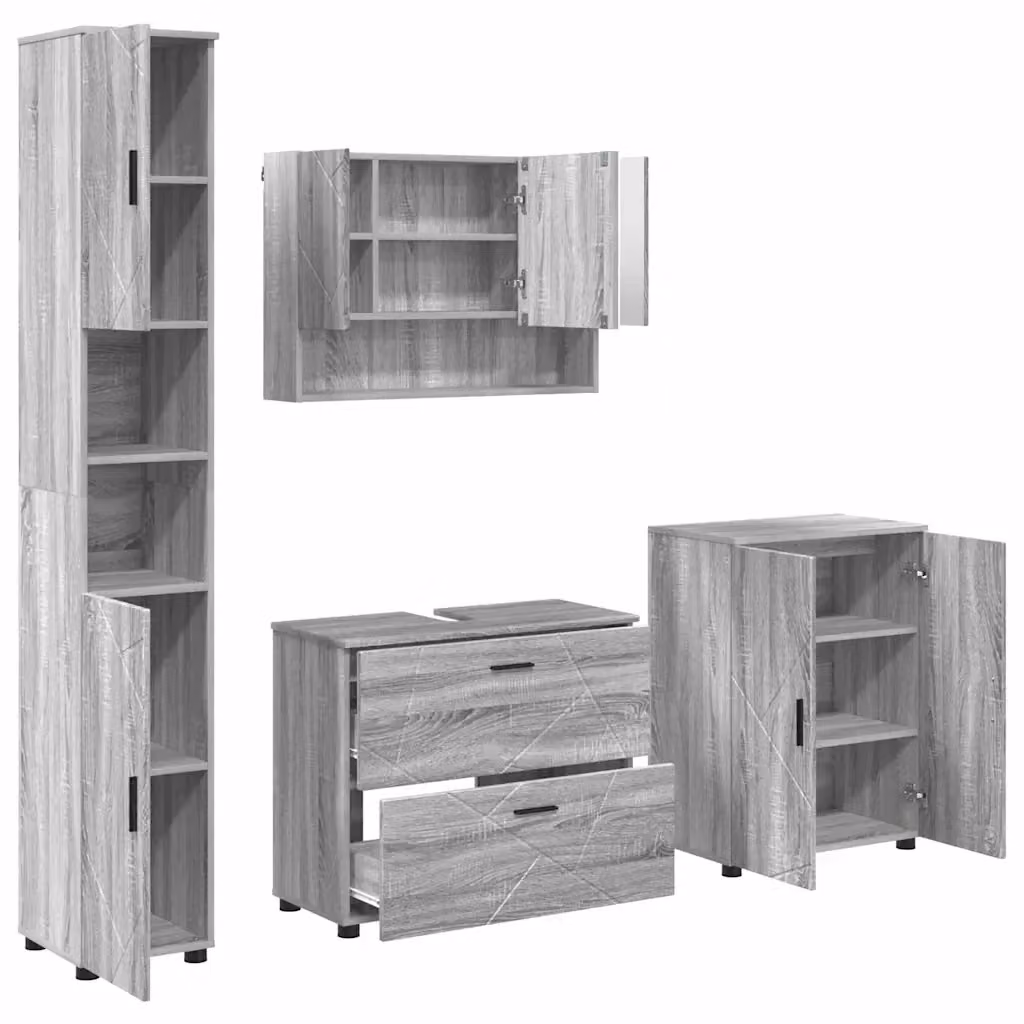 Set di mobili per il bagno vidaXL 4 pezzi Grigio, L/P/H: 35 x 30 x 192 cm – 2