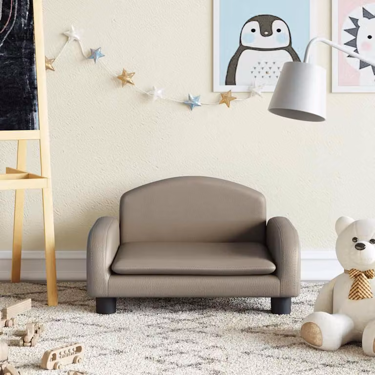 Divano per bambini vidaXL in similpelle color beige, L: 50 cm, P: 40 cm, H: 30 cm