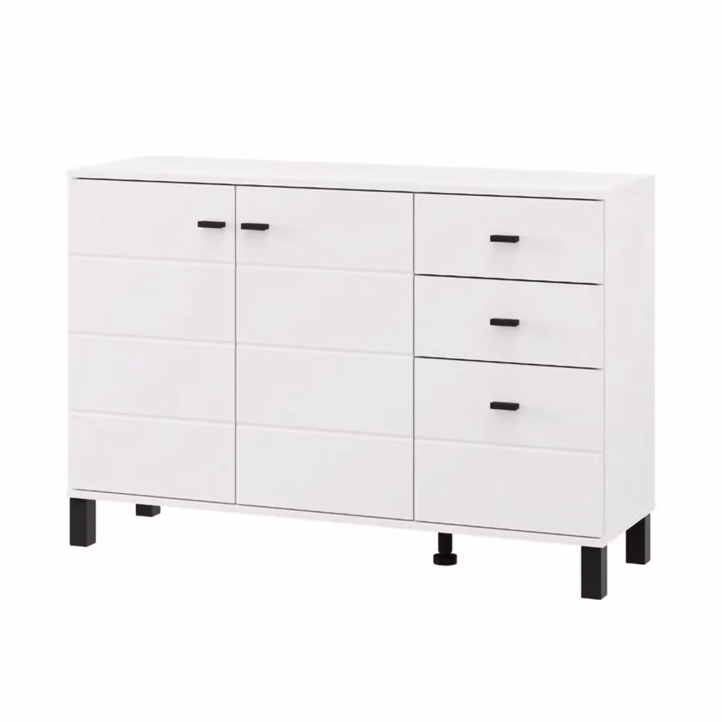 Madia Guatav DMORA con 3 cassetti, design moderno, Bianco Opaco, L: 116 cm, P: 35 cm, H: 78 cm – 2