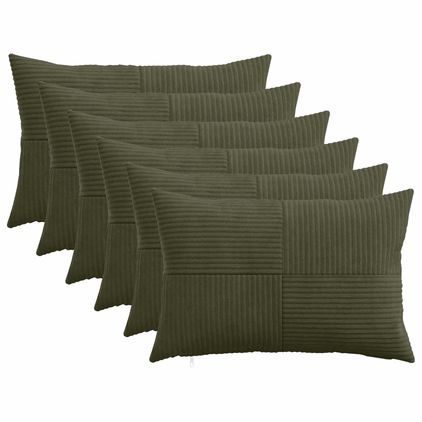 Set di 6 federe vidaXL ALMELO in velluto a coste verdi, L 60 cm x P 40 cm