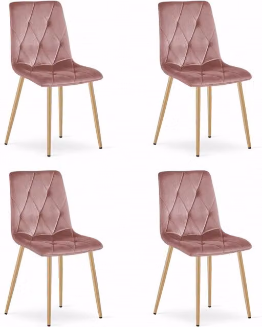 Set di 4 sedie moderne Libra in velluto rosa con gambe in metallo KENDRA HOME – 1