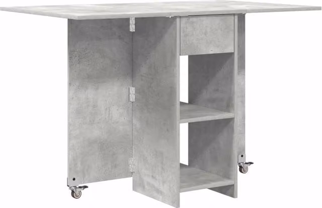 Tavolo da pranzo rettangolare moderno in MDF grigio con piano ribaltabile e ruote L/P/H: 115 x 70 x 75 cm