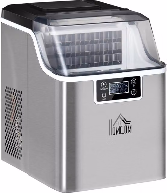 EasyComfort Macchina Ghiaccio 20kg in 24 Ore, 24 Cubetti in 14-18 Minuti con Dimensione Regolabile, Serbatoio 3.2L e Sistema Autopulente, Argento