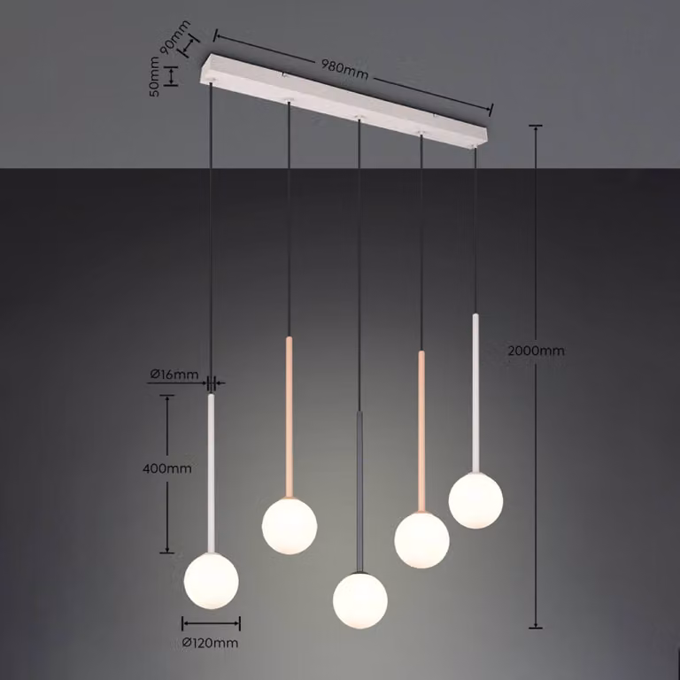 Trio Lighting Lampada a sospensione Firano, Multicolore, Soggiorno / Sala da pranzo, Metallo, Moderno, Lampada a sospensione