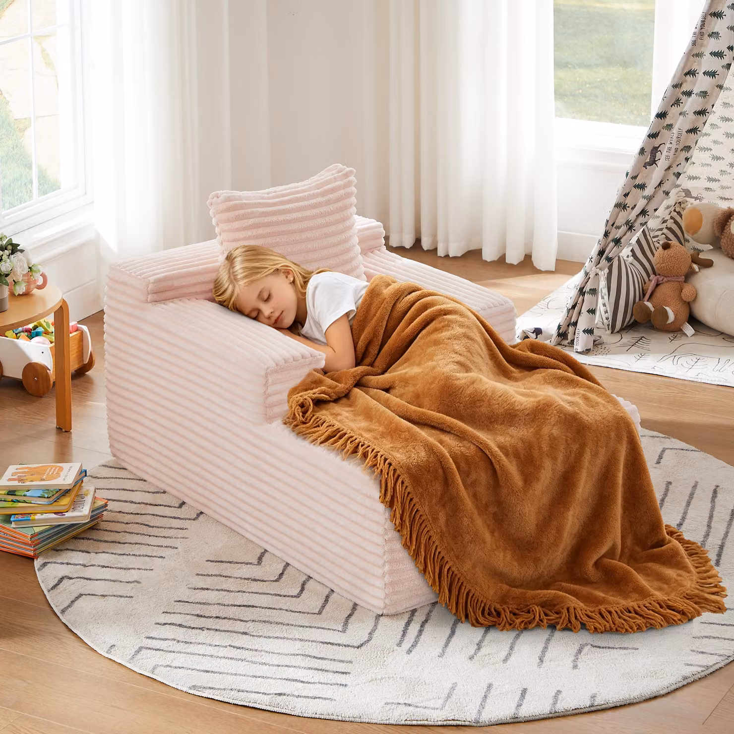 Divano letto chaise longue in corda, divano senza struttura in legno con imbottitura in schiuma ad alta densità e molle insacchettate, non richiede montaggio, ideale per sedersi e rilassarsi