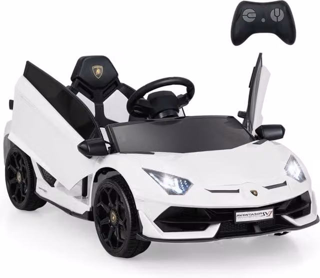 Auto elettrica giocattolo lamborghini 12V con licenza Per bambini, Veicolo elettrico con telecomando Bianco-Macchinine giocattoli