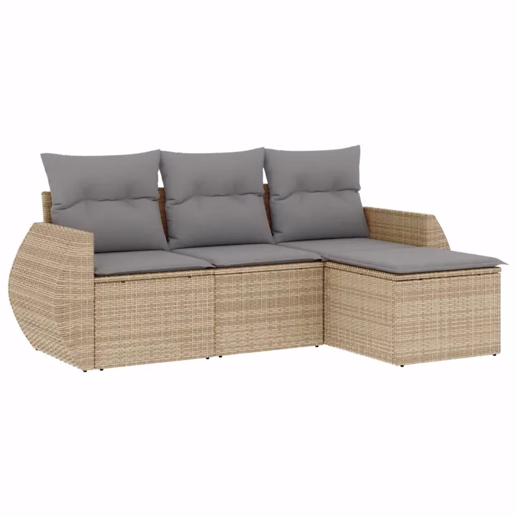 Set Divano da Giardino vidaXL a L con Cuscini Beige in Polyrattan e Metallo – 2