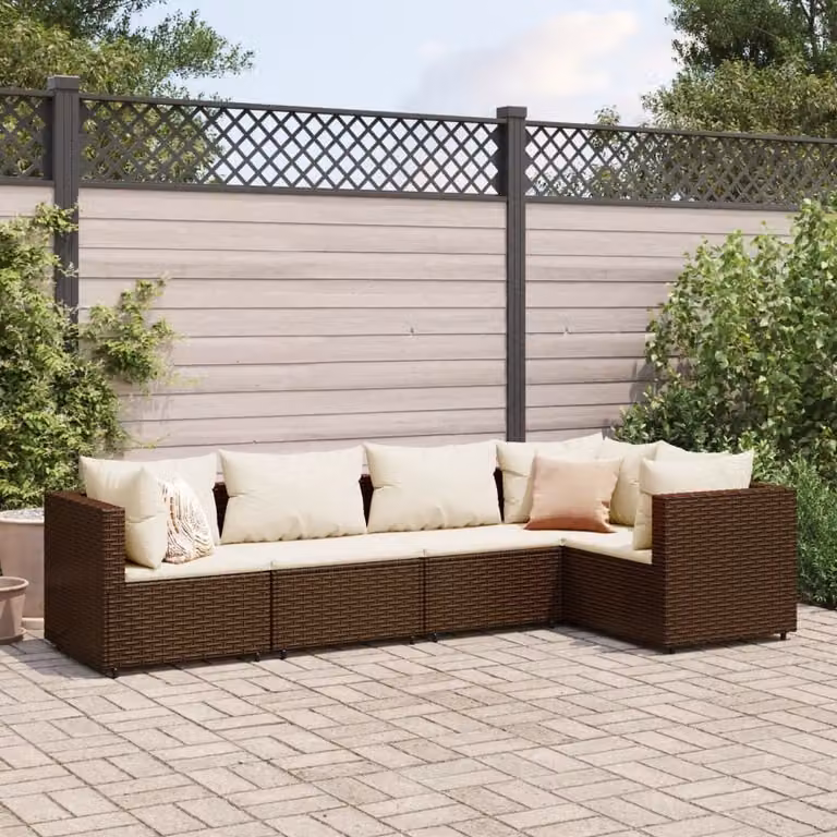 Maison Exclusive - Set da giardino 5 pezzi con cuscini Marrone Polyrattan