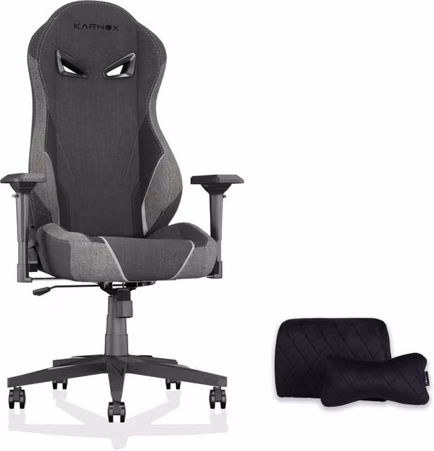 Poltrona Gaming Reclinabile con Poggiatesta ¨C MINIMAL ¨C Tessuto, Grigio Scuro