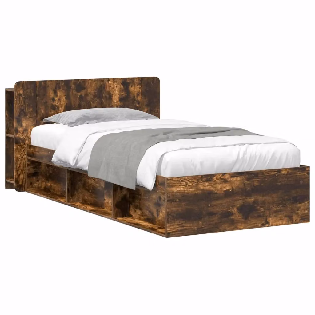 Letto con contenitore vidaXL in legno Rovere Fumo L: 100 cm, P: 200 cm, H: 119.5 cm, 221.5 cm, 80 cm – 2