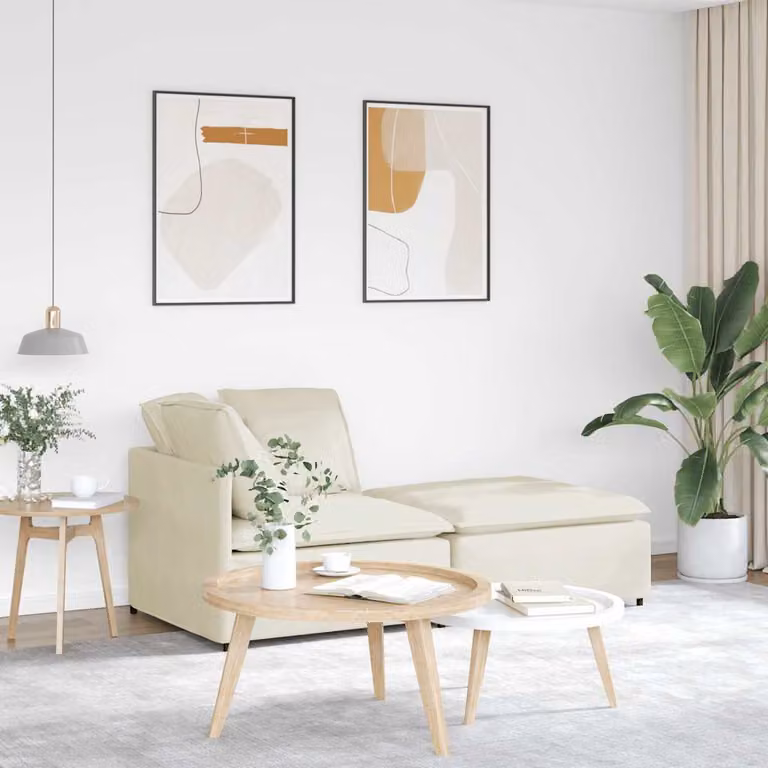 vidaXL Divano Angolare Reversibile in Velluto Beige con Cuscini e Struttura in Metallo