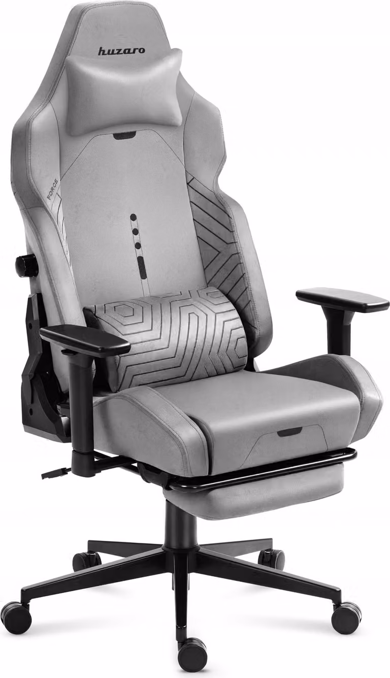 Huzaro Force 8.1 Gaming Chair Grey - Sedia ergonomica girevole con sistema BackBalance, braccioli 3D e poggiapiedi