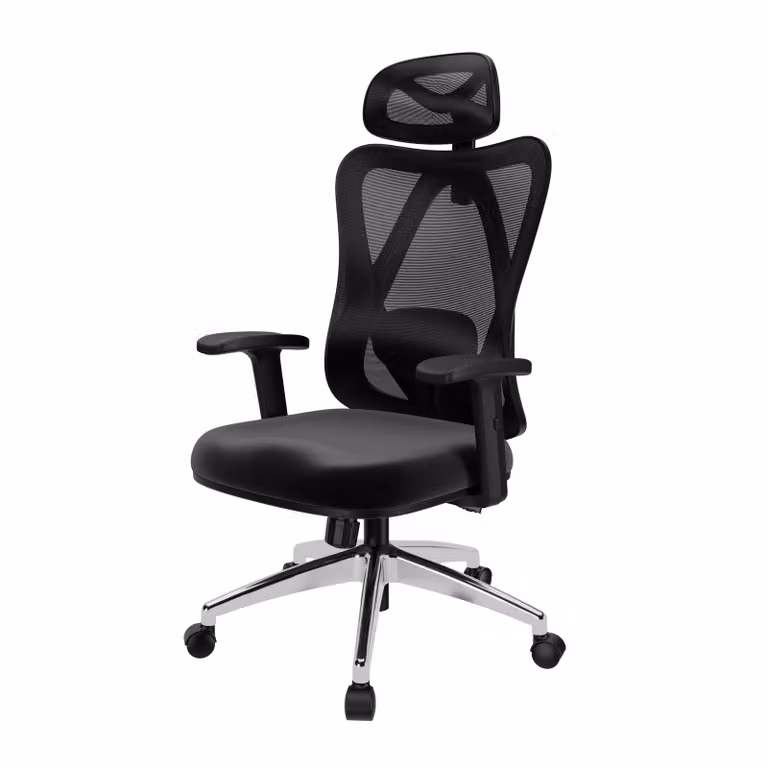 POKAR Sedia da ufficio ergonomica con schienale adattabile, colore: argento