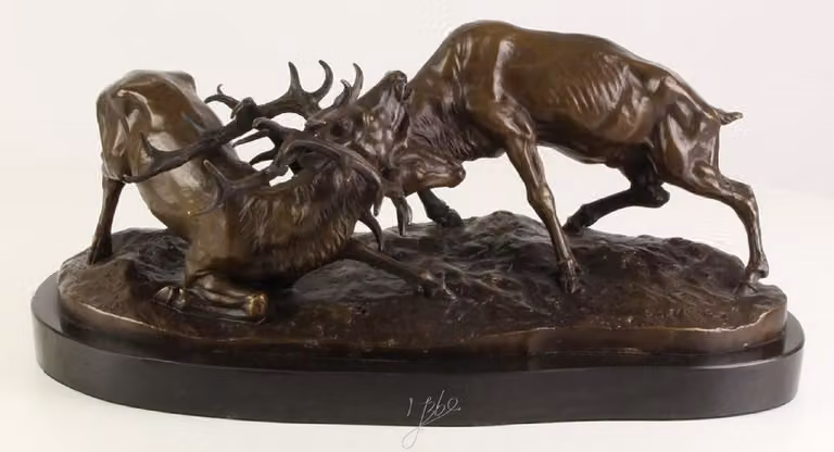 Casa Padrino figure in bronzo che combattono il cervo bronzo / nero 43,3 x 20,6 x h. 18 cm - qualità