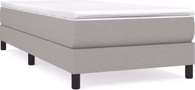 Letto singolo moderno con materasso a molle e struttura imbottita in tessuto grigio e bianco L/P/H: 90 x 190 x 25 cm