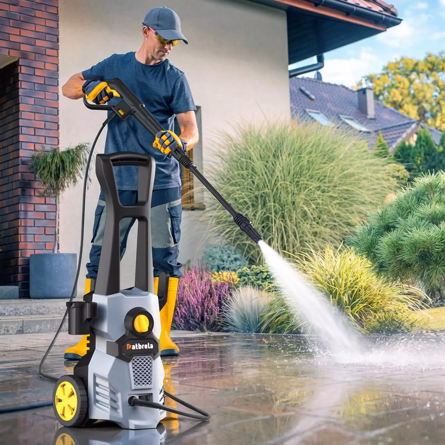 Idropulitrice elettrica ad alta pressione - Modello PW60 - Potenza: 1500–1999 W - Pressione: 4200 PSI - Angolo del getto regolabile - Portatile - Adatta per auto e aree esterne