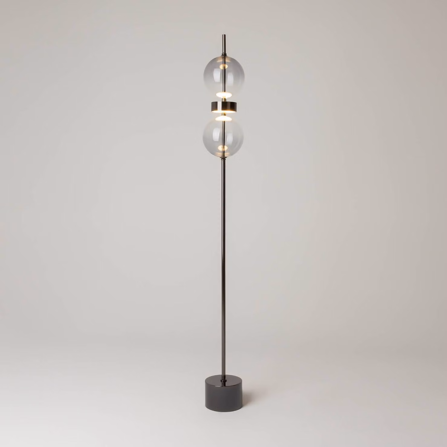 Maytoni Lampada da terra DOUBLE MOON, dimmerabile, Alluminio / Grigio / Zincato, Soggiorno / Sala da pranzo, Metallo, Moderno, Lampada da terra
