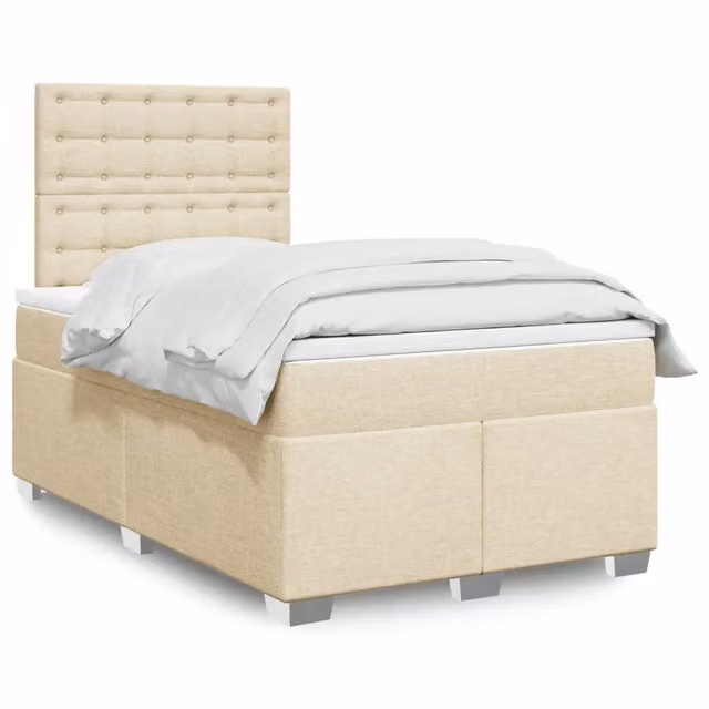 Letto Ibrido vidaXL in Legno di Pino con Materasso in Tessuto Beige e Bianco L/P: 120 x 200 cm