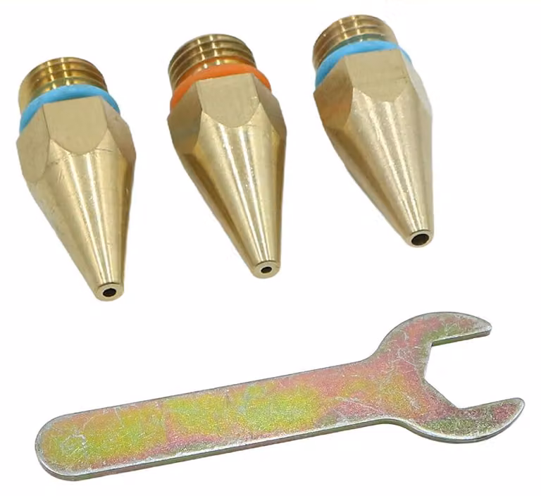 Ugelli per pistole a colla a caldo, confezione da 3 pezzi, dimensioni 1,2/1,5/2,0 mm, in ottone, con chiave