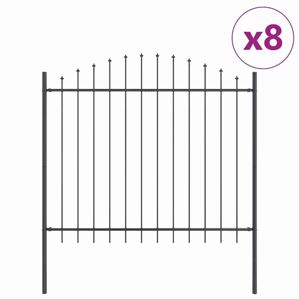 vidaXL Recinzione per Giardino WOERDEN in Acciaio Verniciato a Polvere, 8 Pezzi, Grigio, H: 165 cm, L: 170 cm – 2