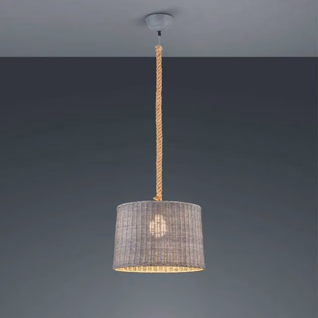 Lampada da soffitto LÚZETE Mandy in rattan e metallo, design boho rotondo, attacco E27