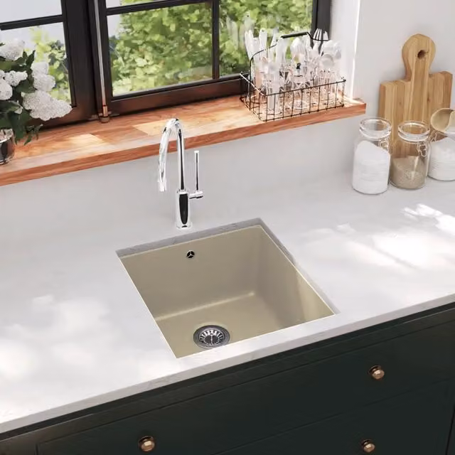 Lavello da cucina in granito con vasca singola beige vidaXL L/P/H: 46 x 42 x 31 cm – 1