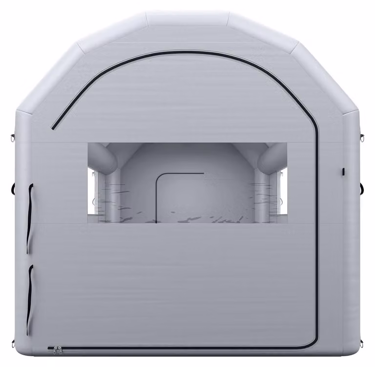 Cabina di verniciatura gonfiabile, dimensioni 4 x 3 x 2,75 m, cabina di verniciatura portatile con potente ventilatore da 750W e grande filtro in cotone, tenda gonfiabile a forma di arco per verniciatura di biciclette, motociclette e mobili, colore grigio