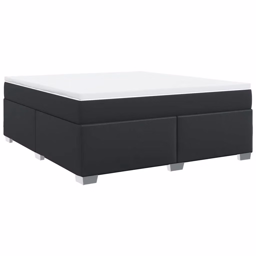 Letto con Giroletto a Molle e Materasso Ibrido vidaXL in Similpelle Nero e Bianco L/P: 180 x 200 cm – 2