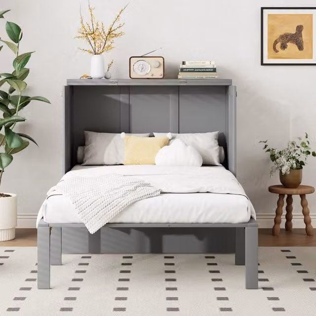 letto a scomparsa legno grigio 90 x 200 cm