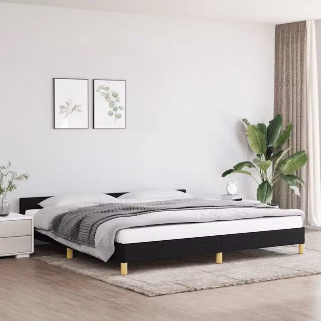 Struttura Letto Design Mania in Tessuto Nero con Giroletto senza Materasso L/P: 200 x 200 cm