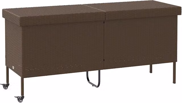 Contenitore da Giardino con Ruote in Polyrattan e Metallo Marrone L: 160 cm, P: 75 cm, H: 55 cm – 1