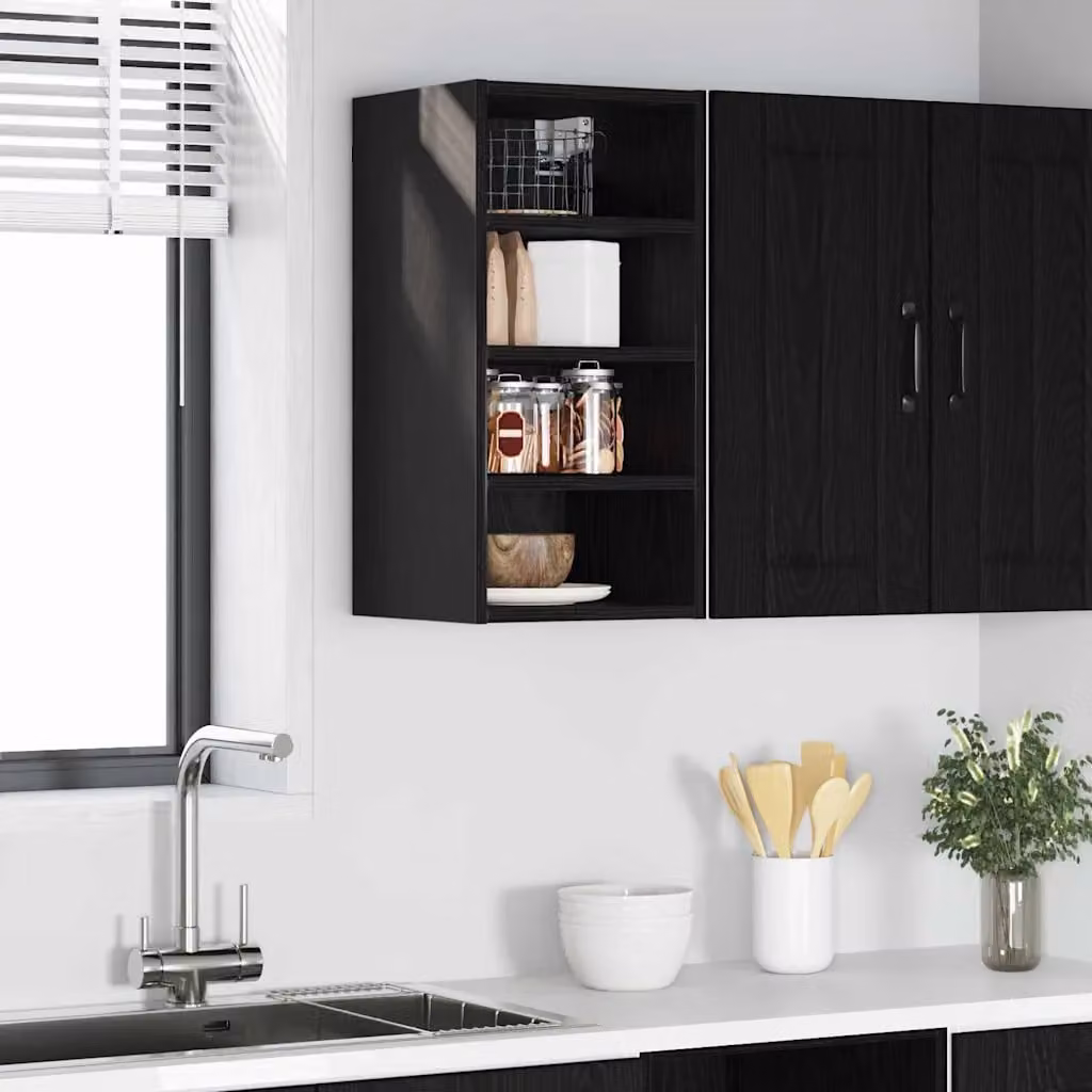 Armadio pensile da cucina moderno vidaXL in MDF nero con ante a battente L/P/H: 30 x 29,5 x 60 cm