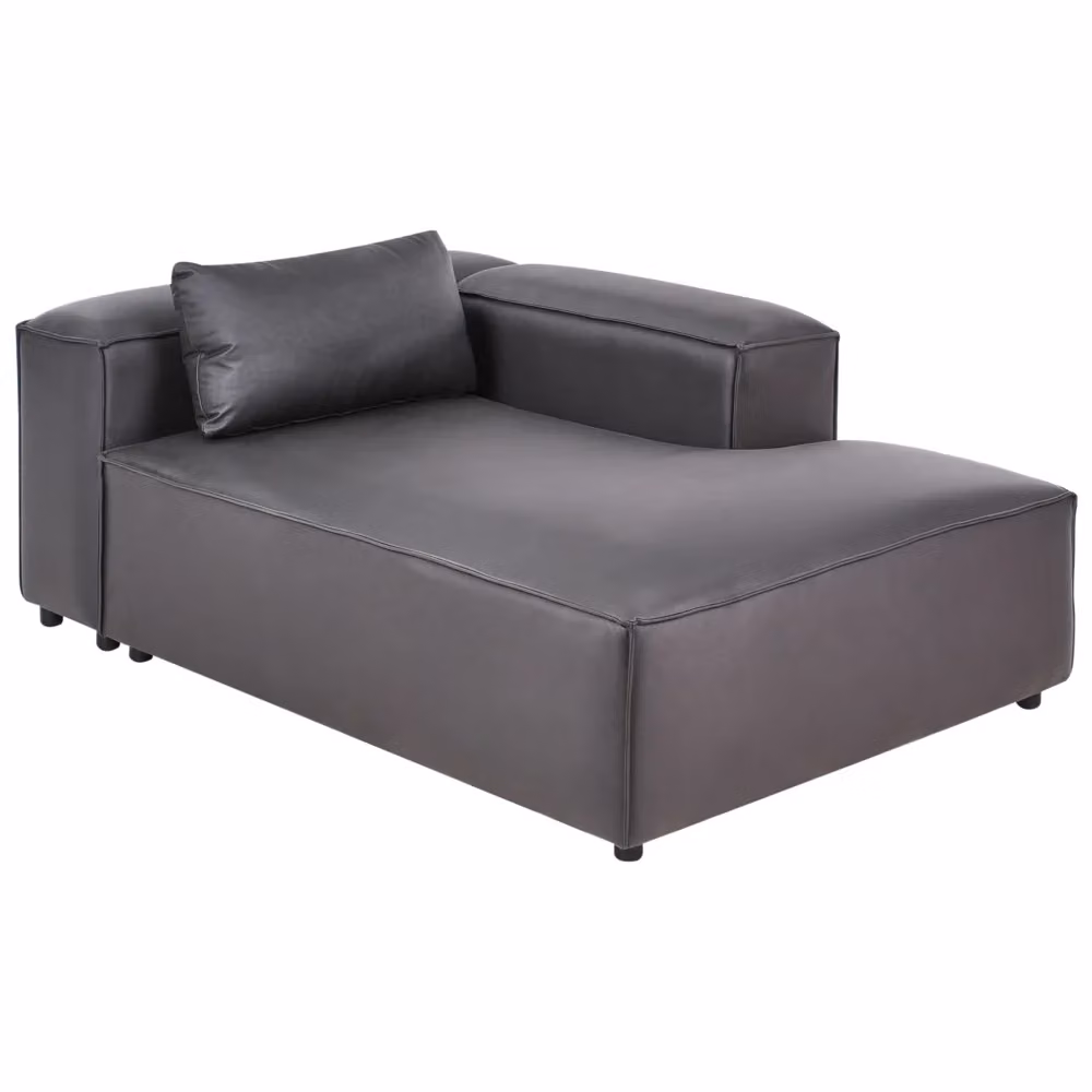 Chaise Lounge Beliani Moderna Lato Sinistro con Rivestimento in Ecopelle Nero e Tessuto – 2