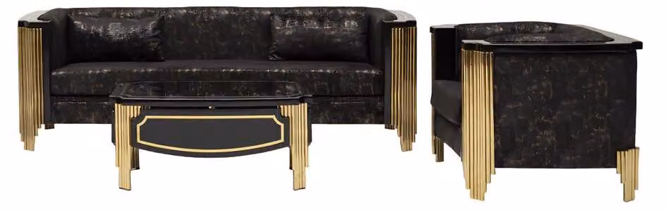 Designer Sofa Set Polster Couchtisch Textil Couch Wohnlandschaft Relax 3+1