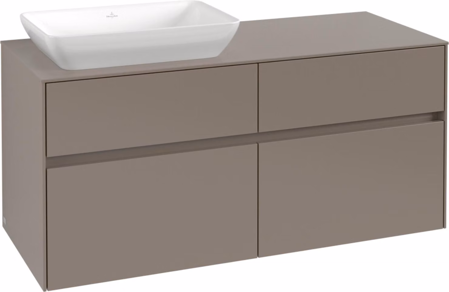 V&B Mobiletto Collaro 120x54,8x50cm, lavabo a sinistra, grigio cashmere