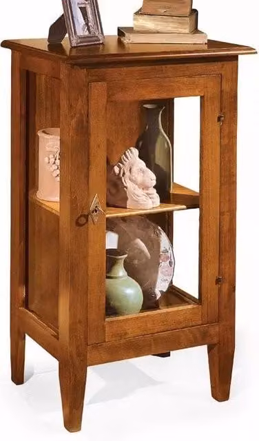 Vetrina a 1 porta in legno Mobili 2G color noce con ante in vetro, L: 60 cm, P: 38 cm, H: 100 cm – 2
