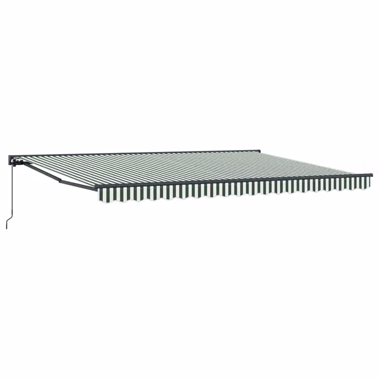Tenda retrattile manuale vidaXL a semicassette in poliestere e acciaio, Verde, Bianco e Antracite, L: 5 m x P: 3,5 m