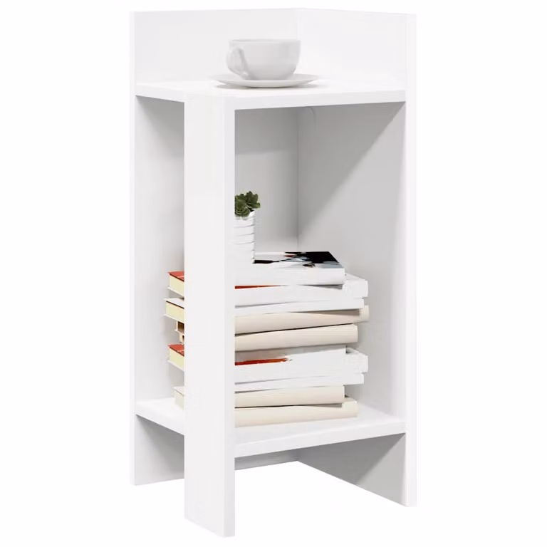 vidaXL Tavolino Laterale Bianco con Ripiano in MDF e Laminato L: 25,5 cm, P: 27 cm, H: 60 cm