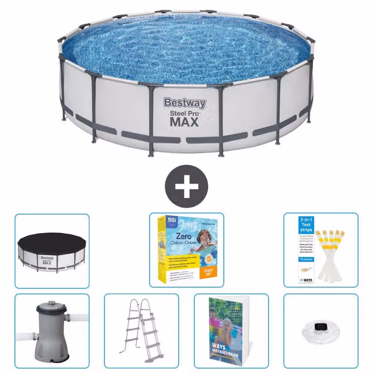 Piscina gonfiabile Bestway Steel Pro MAX, rotonda, 427x122 cm, composta da 6 parti, modello S526