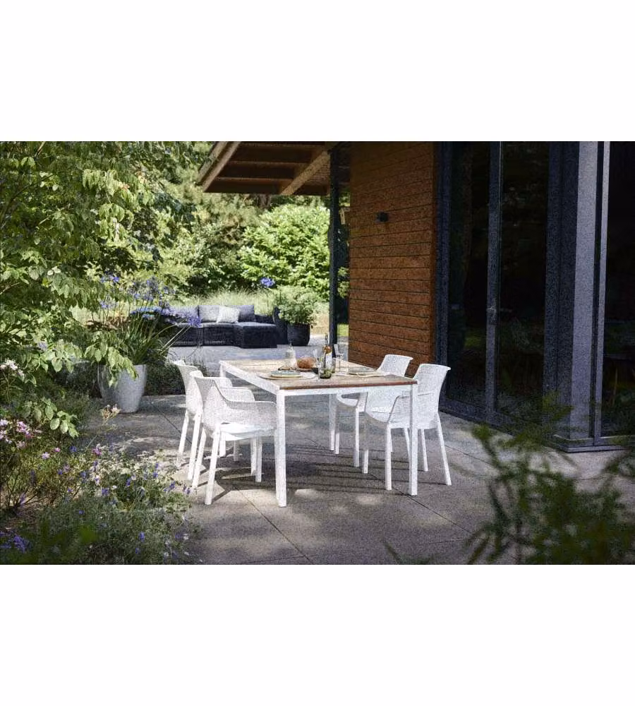 Keter Tavolo da Giardino Porto Bianco Effetto Legno 160x95x75 cm