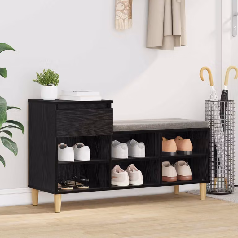 Scarpiera mobile vidaXL in legno ingegnerizzato MDF stile rustico, L: 102 cm, P: 36 cm, H: 60 cm