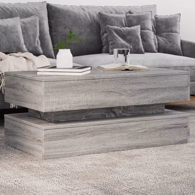 Tavolino da soggiorno moderno vidaXL rettangolare grigio L: 90 cm, P: 50 cm, H: 40 cm