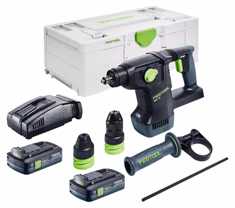 Martello combinato a batteria Festool KHC 18 EB-Basic 18 V 2,6 J SDS-Plus Brushless + 2 batterie da 4,0 Ah + caricabatterie rapido + Systainer