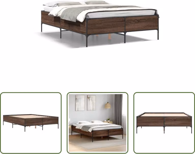 The Living Store Struttura letto in rovere marrone 160x200 cm Materiale legno metallo