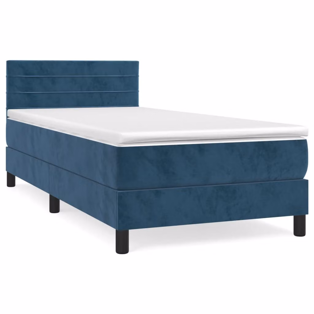Giroletto a Molle con Materasso Blu Scuro 80x200 cm in Velluto